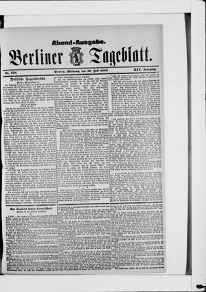 Berliner Tageblatt und Handels-Zeitung vom 29.07.1885
