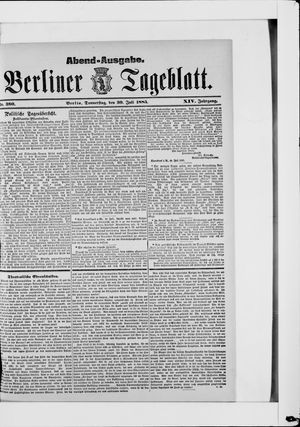 Berliner Tageblatt und Handels-Zeitung vom 30.07.1885