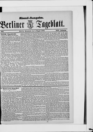 Berliner Tageblatt und Handels-Zeitung on Aug 1, 1885