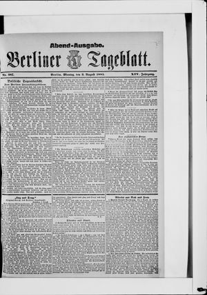 Berliner Tageblatt und Handels-Zeitung vom 03.08.1885