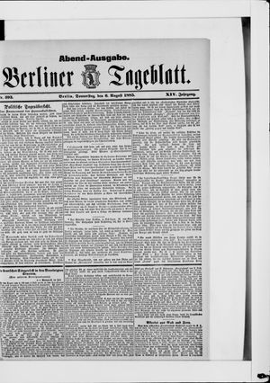 Berliner Tageblatt und Handels-Zeitung vom 06.08.1885