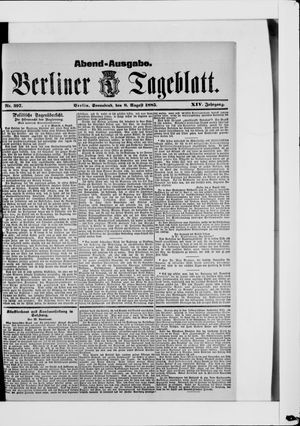 Berliner Tageblatt und Handels-Zeitung on Aug 8, 1885