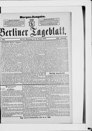 Berliner Tageblatt und Handels-Zeitung vom 13.08.1885