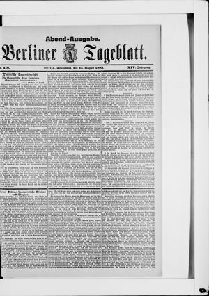 Berliner Tageblatt und Handels-Zeitung vom 15.08.1885