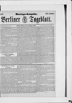 Berliner Tageblatt und Handels-Zeitung vom 17.08.1885