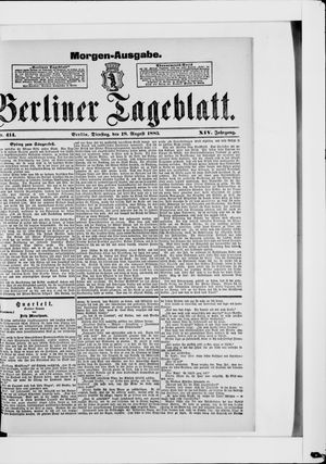 Berliner Tageblatt und Handels-Zeitung vom 18.08.1885