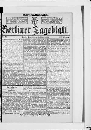 Berliner Tageblatt und Handels-Zeitung vom 20.08.1885