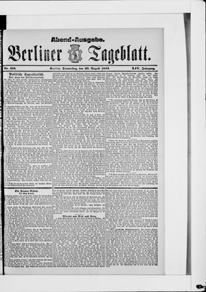 Berliner Tageblatt und Handels-Zeitung vom 20.08.1885