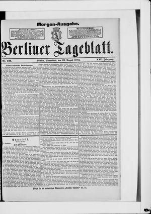 Berliner Tageblatt und Handels-Zeitung vom 22.08.1885