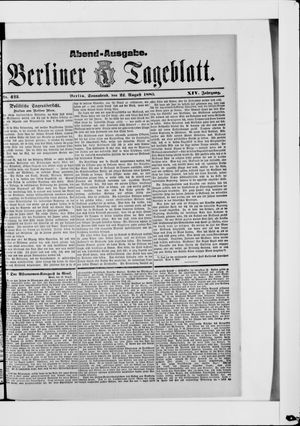Berliner Tageblatt und Handels-Zeitung vom 22.08.1885