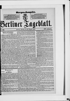 Berliner Tageblatt und Handels-Zeitung vom 25.08.1885