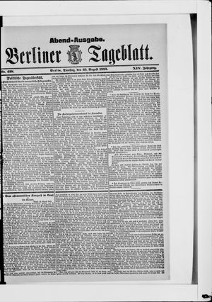 Berliner Tageblatt und Handels-Zeitung vom 25.08.1885