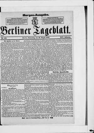 Berliner Tageblatt und Handels-Zeitung vom 27.08.1885