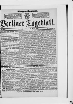 Berliner Tageblatt und Handels-Zeitung vom 29.08.1885