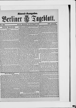 Berliner Tageblatt und Handels-Zeitung vom 29.08.1885