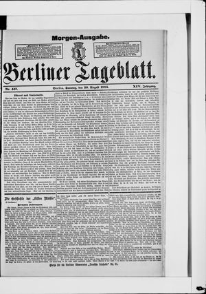 Berliner Tageblatt und Handels-Zeitung on Aug 30, 1885