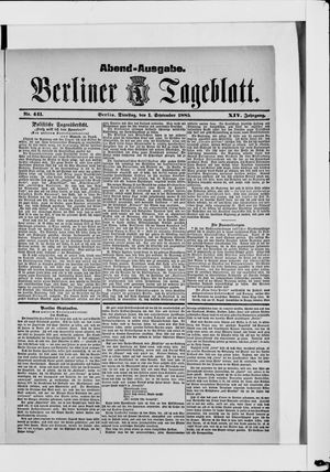 Berliner Tageblatt und Handels-Zeitung vom 01.09.1885