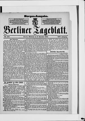 Berliner Tageblatt und Handels-Zeitung vom 02.09.1885