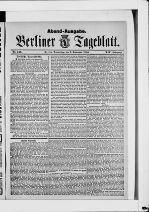 Berliner Tageblatt und Handels-Zeitung vom 03.09.1885