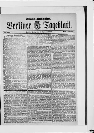 Berliner Tageblatt und Handels-Zeitung vom 04.09.1885