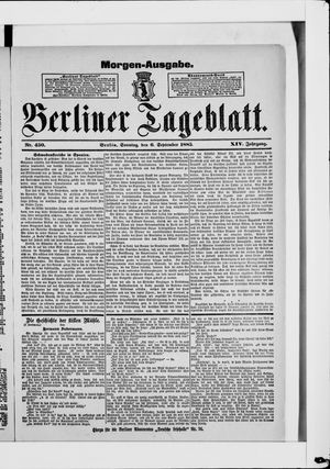 Berliner Tageblatt und Handels-Zeitung vom 06.09.1885