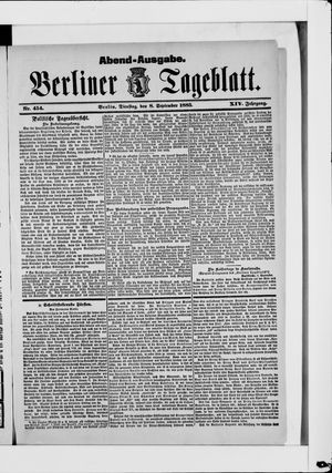 Berliner Tageblatt und Handels-Zeitung vom 08.09.1885