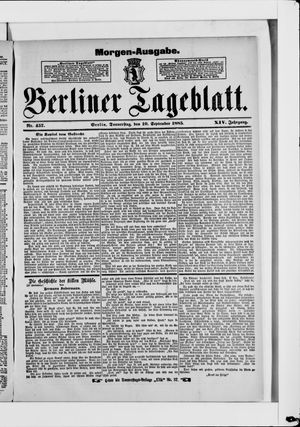 Berliner Tageblatt und Handels-Zeitung vom 10.09.1885