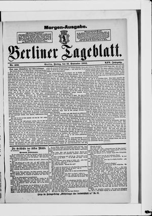 Berliner Tageblatt und Handels-Zeitung vom 11.09.1885