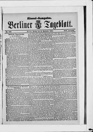 Berliner Tageblatt und Handels-Zeitung vom 11.09.1885