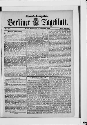 Berliner Tageblatt und Handels-Zeitung vom 14.09.1885