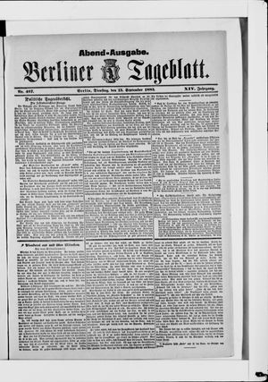 Berliner Tageblatt und Handels-Zeitung vom 15.09.1885