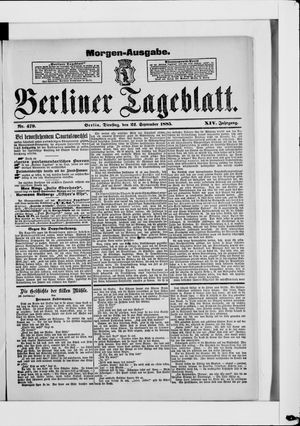 Berliner Tageblatt und Handels-Zeitung vom 22.09.1885