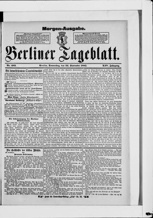Berliner Tageblatt und Handels-Zeitung vom 24.09.1885