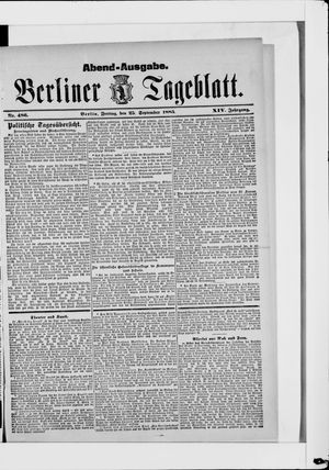 Berliner Tageblatt und Handels-Zeitung on Sep 25, 1885