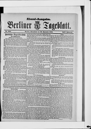 Berliner Tageblatt und Handels-Zeitung vom 26.09.1885
