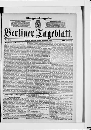 Berliner Tageblatt und Handels-Zeitung vom 29.09.1885
