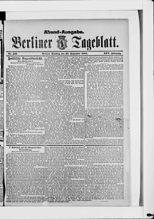 Berliner Tageblatt und Handels-Zeitung vom 29.09.1885