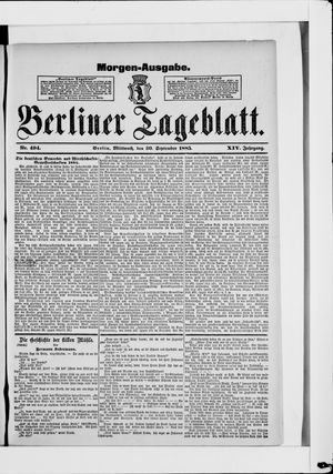Berliner Tageblatt und Handels-Zeitung vom 30.09.1885