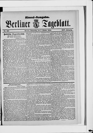 Berliner Tageblatt und Handels-Zeitung vom 01.10.1885