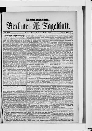 Berliner Tageblatt und Handels-Zeitung on Oct 3, 1885