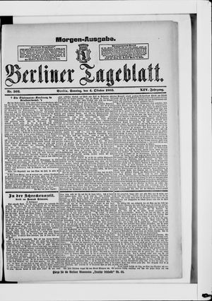 Berliner Tageblatt und Handels-Zeitung vom 04.10.1885