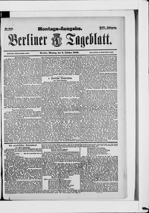 Berliner Tageblatt und Handels-Zeitung vom 05.10.1885