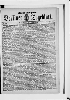 Berliner Tageblatt und Handels-Zeitung vom 05.10.1885