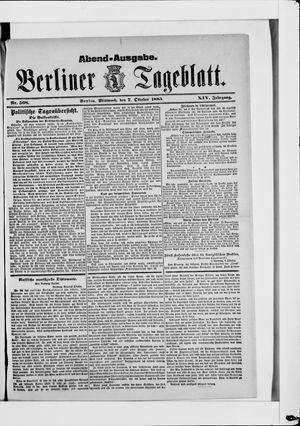 Berliner Tageblatt und Handels-Zeitung vom 07.10.1885