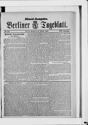 Berliner Tageblatt und Handels-Zeitung vom 09.10.1885