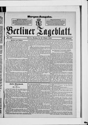 Berliner Tageblatt und Handels-Zeitung vom 13.10.1885