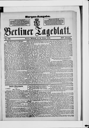 Berliner Tageblatt und Handels-Zeitung vom 14.10.1885