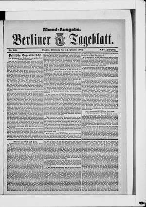 Berliner Tageblatt und Handels-Zeitung vom 14.10.1885