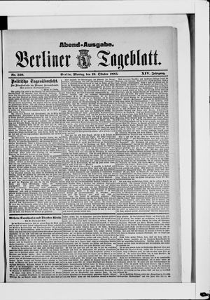 Berliner Tageblatt und Handels-Zeitung vom 19.10.1885