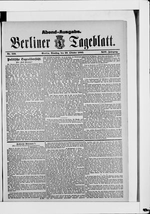 Berliner Tageblatt und Handels-Zeitung vom 20.10.1885